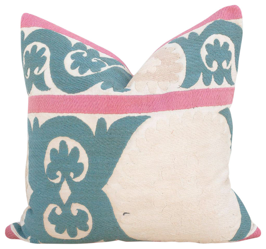 Bashful Beige Vintage Suzani Pillow