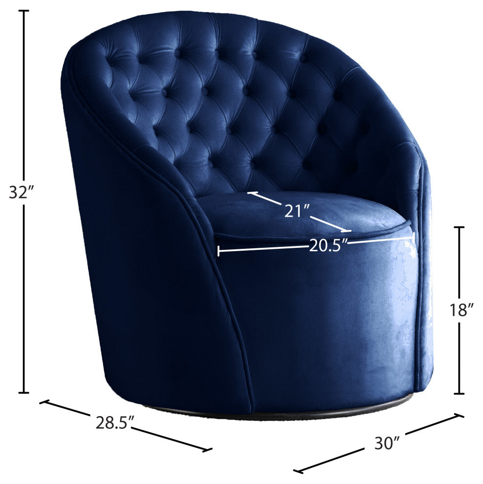 Alessio Velvet Upholstered Accent Chair, Navy