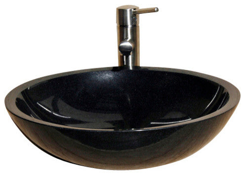 V-VR18 Black Granite Polished Vessel Sink