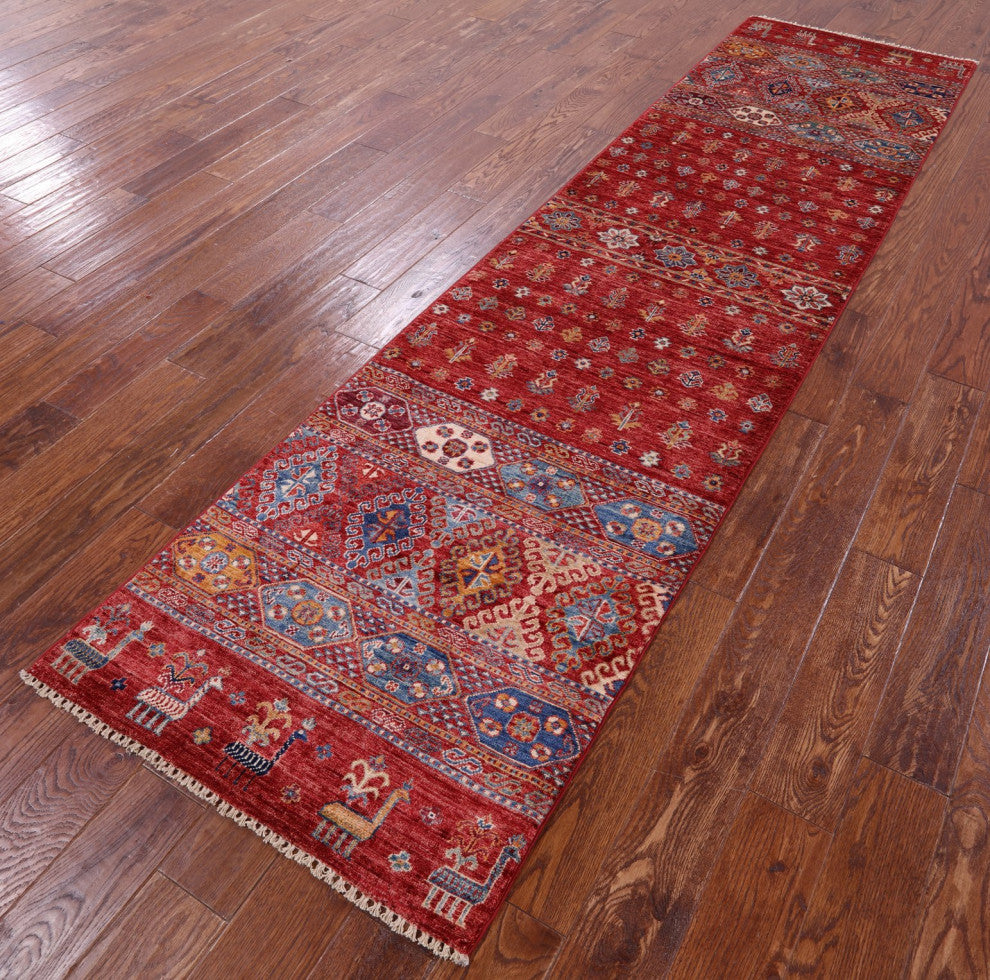 2' 7" X 9' 11" Tribal Persian Gabbeh Hand Knotted Wool Runner Rug Q10970