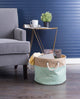 Burlap Bin Diamond Aqua Round Small 9"x12"x12"