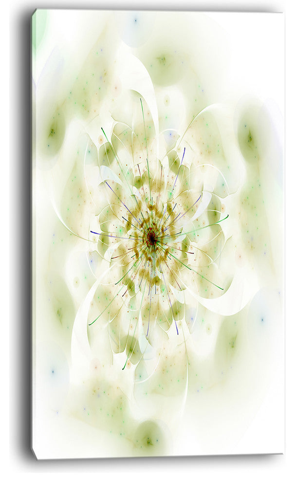 "Full Bloom Fractal Flower in White" Flower Wall Art, 16"x32"