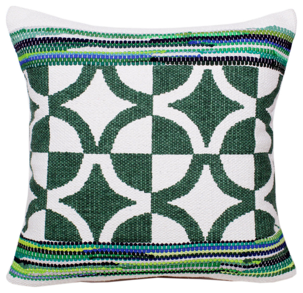 Boho Bordered Diamond Mosaic Textile Throw Pillow