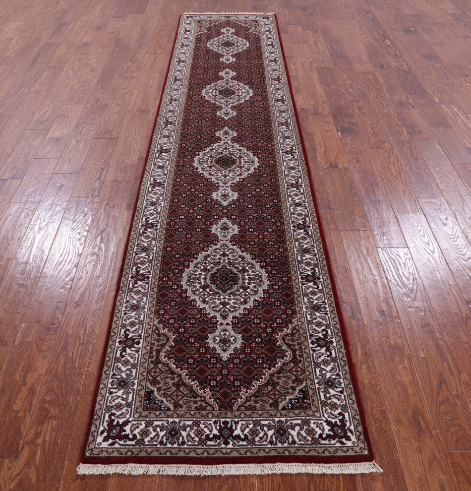 Persian Tabriz Hand-Knotted Wool & Silk Runner Rug 2' 7" X 12' 0" - Q13033