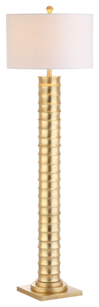 Serena 63" Metal LED Floor Lamp, Gold Leaf