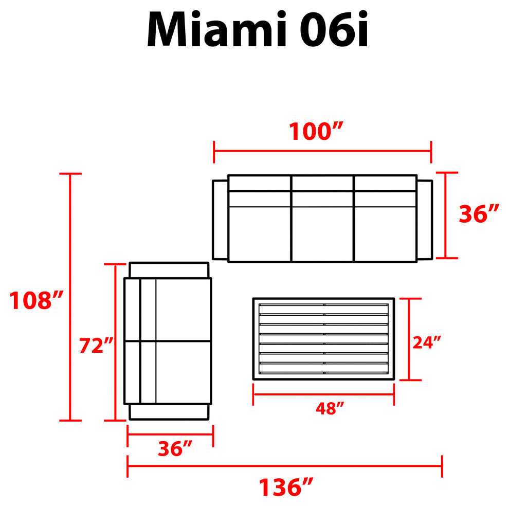 Miami 6 Piece Outdoor Wicker Patio Furniture Set 06i