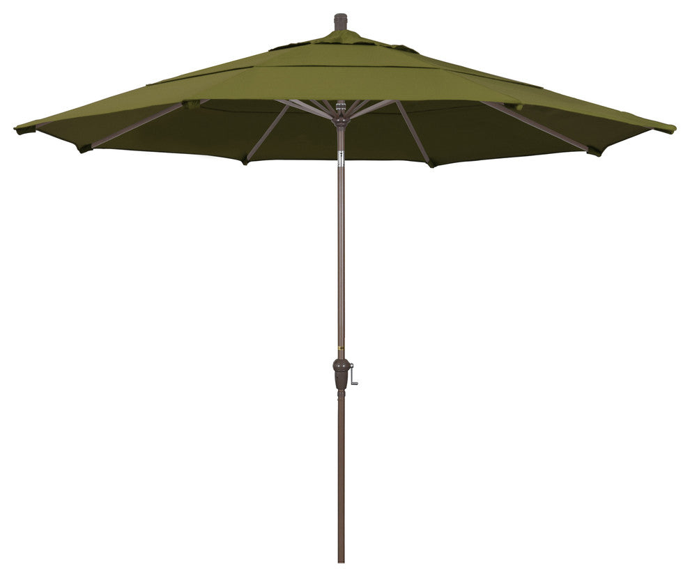 11' Champagne Auto-Tilt Crank Aluminum Umbrella, Palm Pacifica