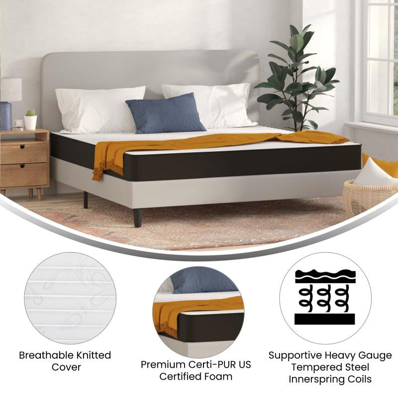 Capri Comfortable Sleep 8 Inch CertiPUR-US Certified Hybrid Mattress in a Box, Gray, King