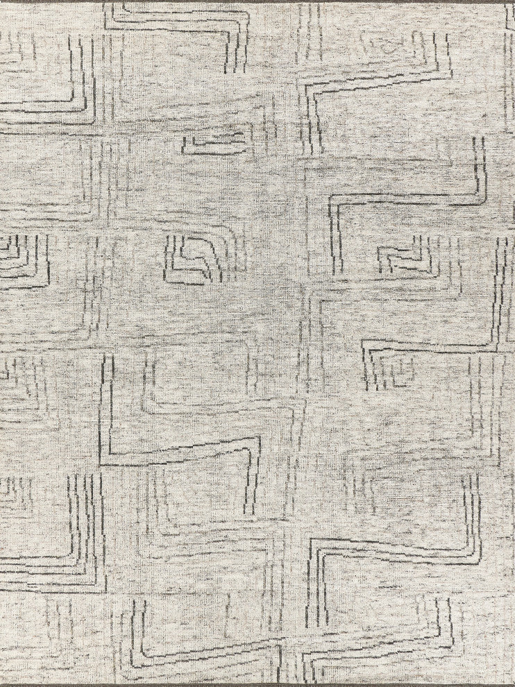 Aldridge Hand-Knotted Wool and Bamboo Silk Gray/Beige/Ivory Area Rug, 9'x12'