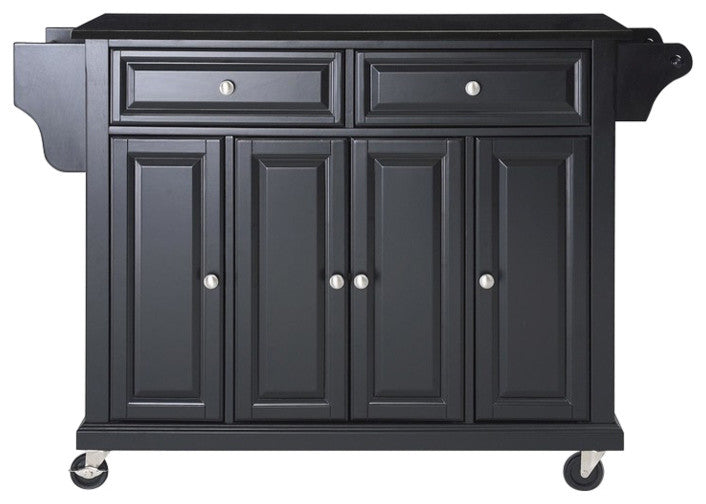 Solid Black Granite Top Kitchen Cart, Island