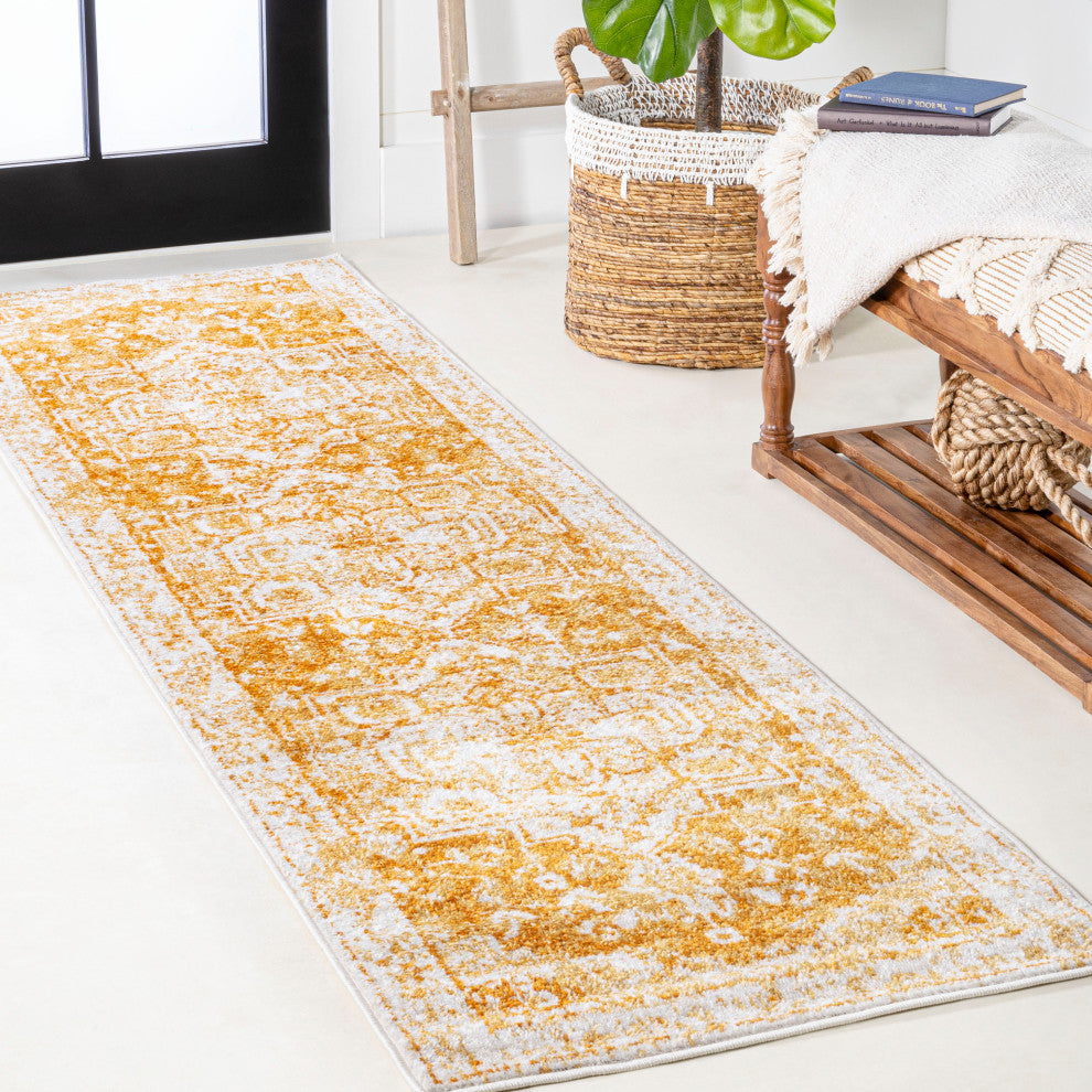 Audrey Bohemian Ornate Medallion Orange/White 2 ft. x 8 ft. Runner Rug
