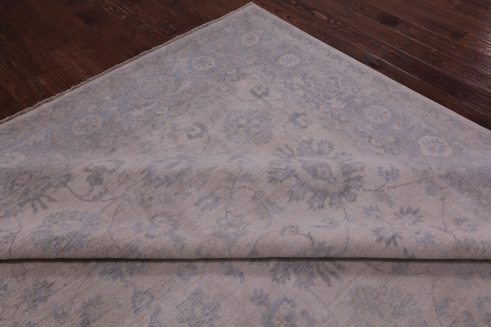 9' 10" X 13' 7" White Wash Peshawar Handmade Rug Q9534