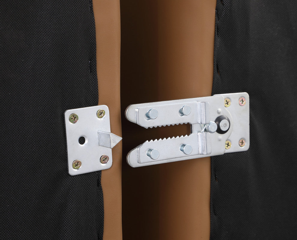 Comfy Beige Linen Textured Fabric Modular Chair, Cognac, Vegan Leather, Corner Chair