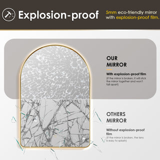 Starlit Domed Bathroom/Vanity LED Wall Mirror, Brushed Gold, 24"