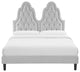 Tufted Platform Bed Frame, Full Size, Velvet, Gray, Modern Contemporary