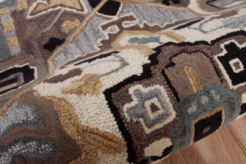 Southwestern Winter Cabin Medallion Shape Rug, 5' Round