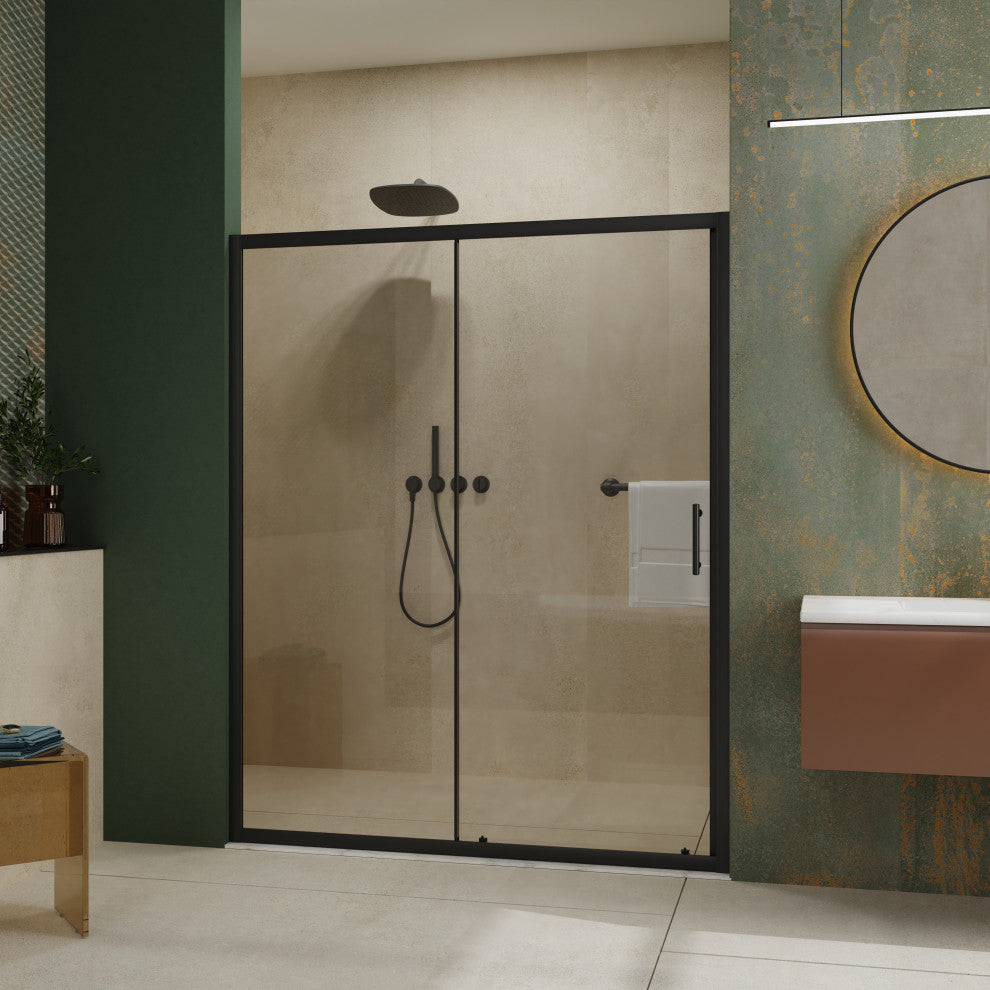 72 in. H Sliding Framed Shower Door with Stainless Steel Handle, 60"w X 72"h