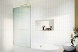 30"x58.25" Single Fixed Fluted Bath Panel Shower Tub Door, Polished Brass