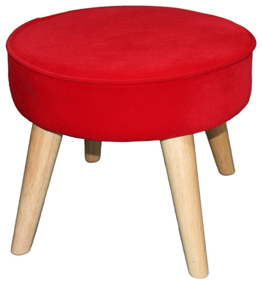 Useful Red Suede Foot Stool