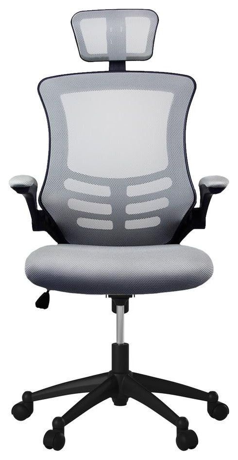 Modern High-Back Mesh Executive Office Chair With Headrest And Flip Up Arms