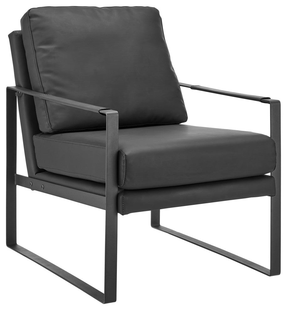 Bettina Lounge Chair, Black Leatherette With Matte Black Frame