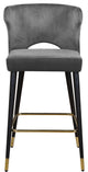 Kelly Velvet Stool (Set of 2), Gray