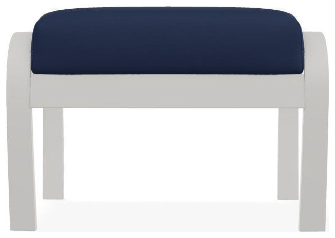 Belle Isle Cushion Outdoor Ottoman, Navy/Snow