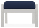 Belle Isle Cushion Outdoor Ottoman, Navy/Snow