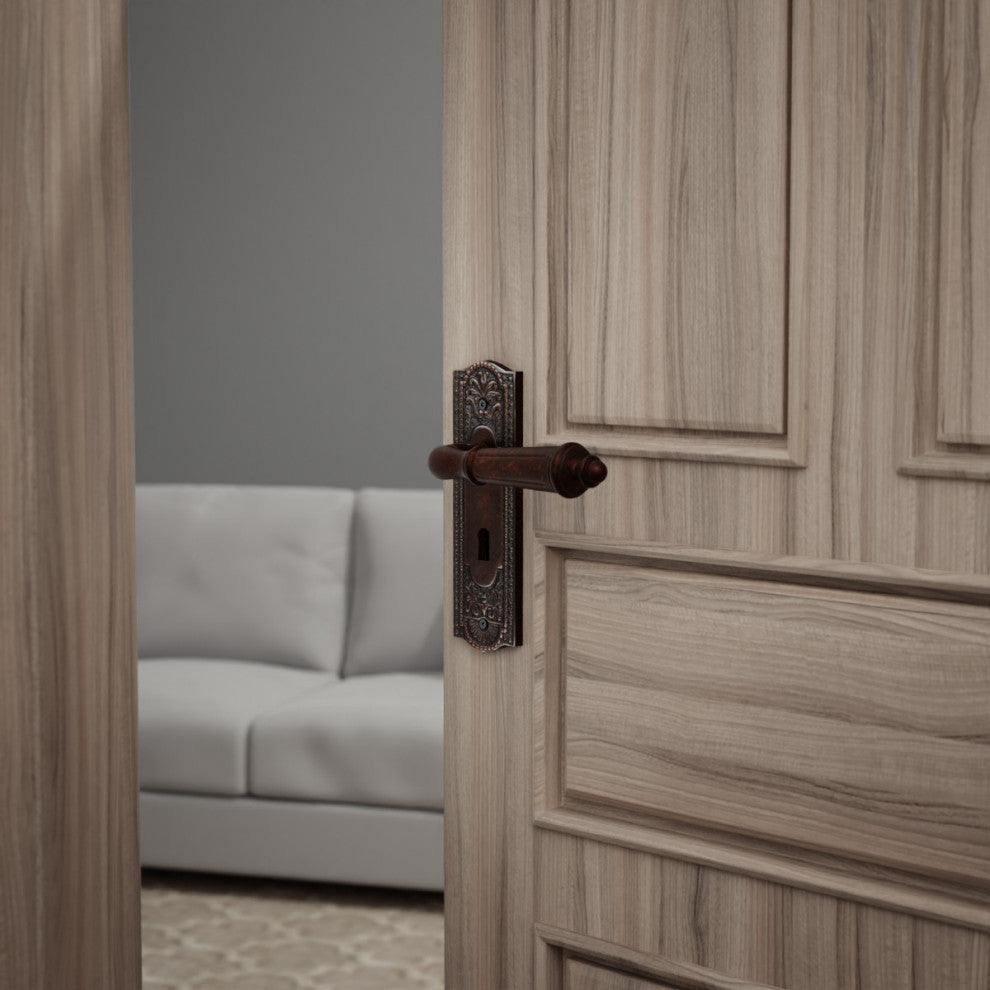 Door Back Plate Oil Rubbed Bronze Solid Brass Beaded With Keyhole 7 1/4" H 2 Set