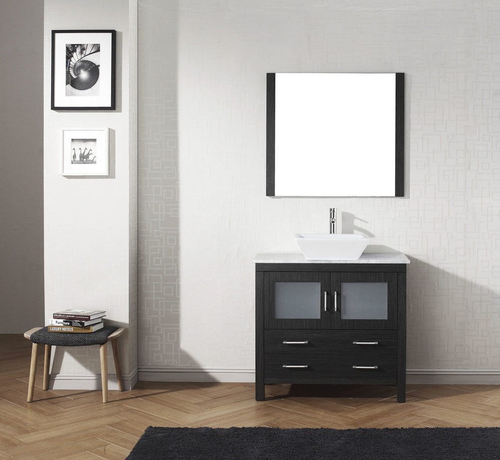 Dior 32" Single Bathroom Vanity, Zebra Gray, Marble, Brushed Nickel Faucet