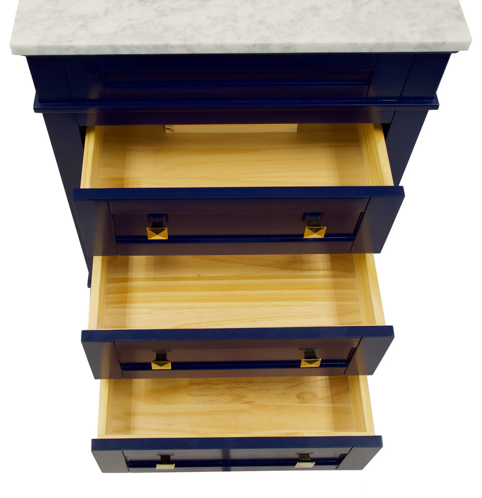 Eleanor 24" Bathroom Vanity, Royal Blue, Carrara Marble