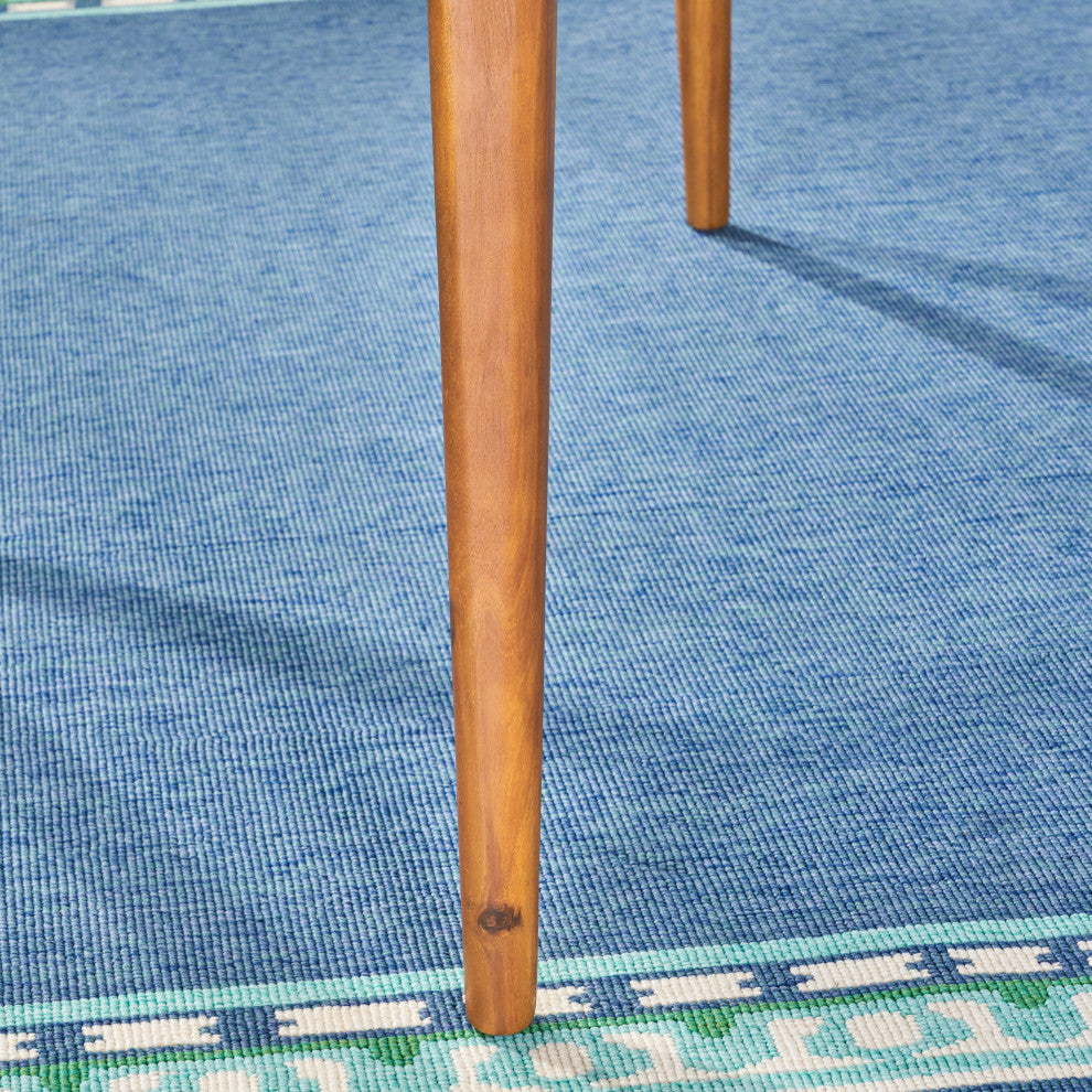 Stanford Outdoor Square Acacia Wood Dining Table With Straight Legs, Teak Finish