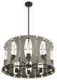 Transitional Chandelier, Matte Black With Gray Wood