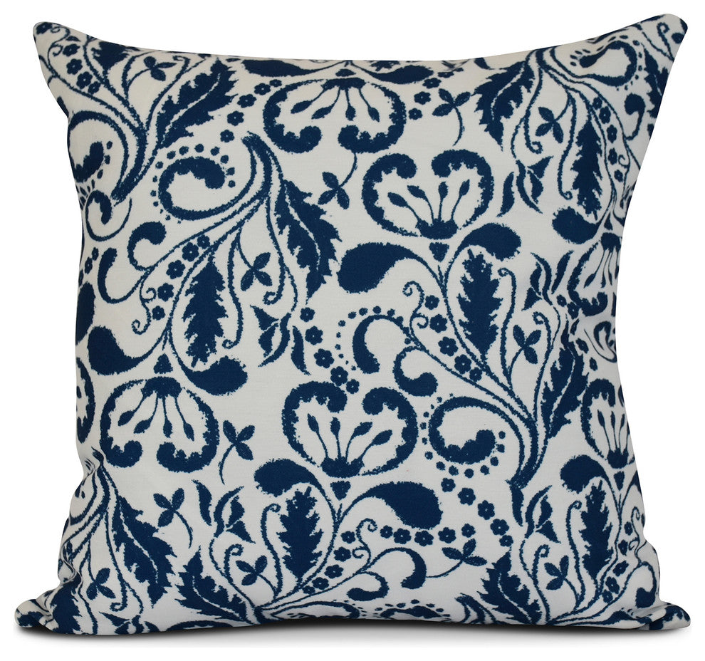 26x26", Aurora, Floral Print Pillow, Blue