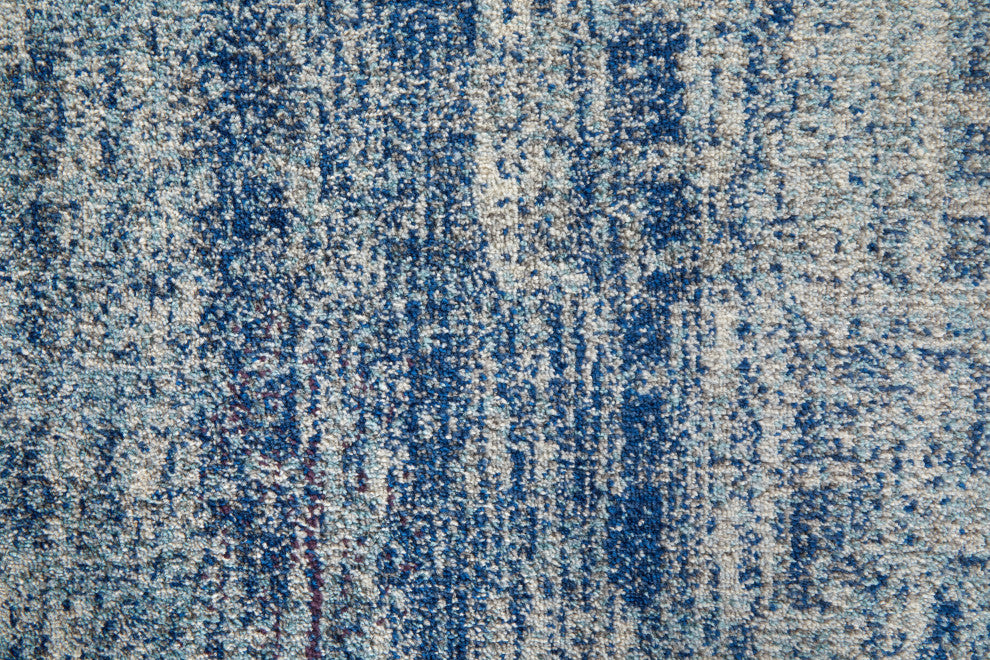 Weave & Wander Adelmo Abstract Contemporary Rug, Blue/Ivory, 3'x5'