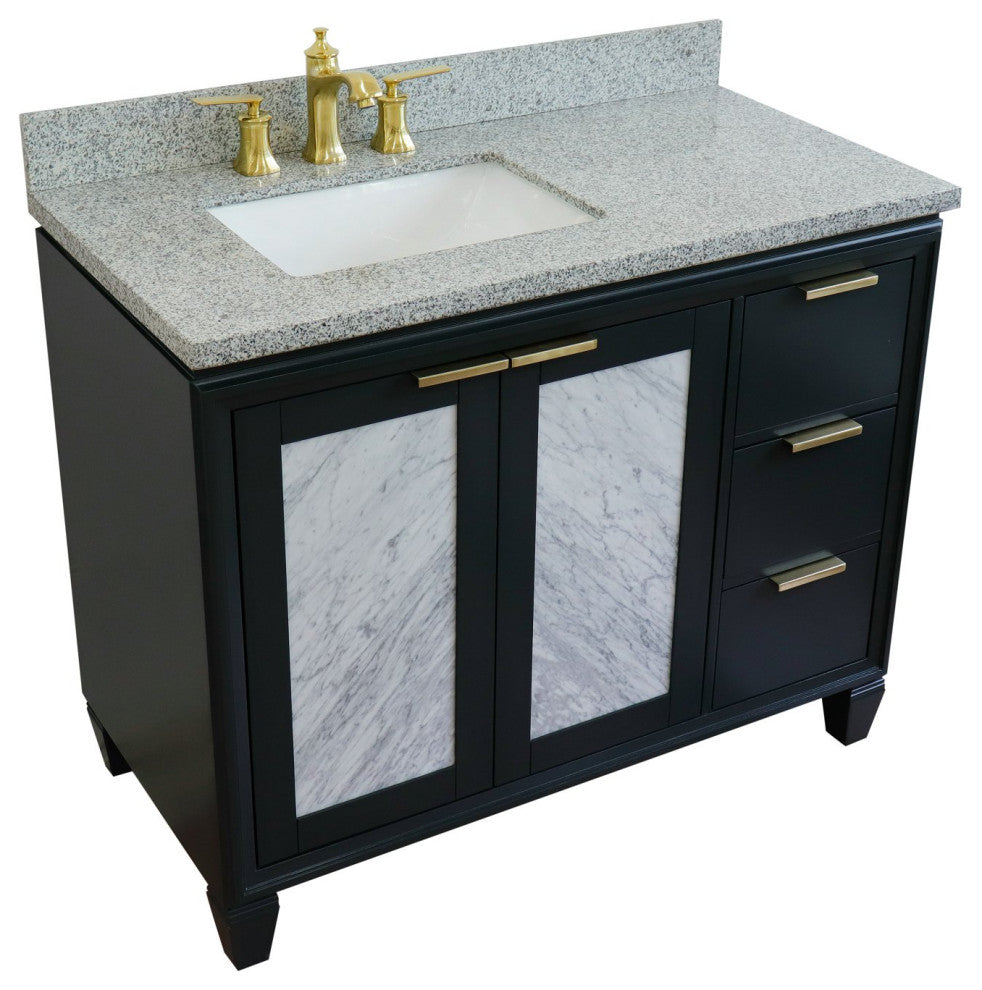 43" Single Vanity, Dark Gray Finish With Gray Granite