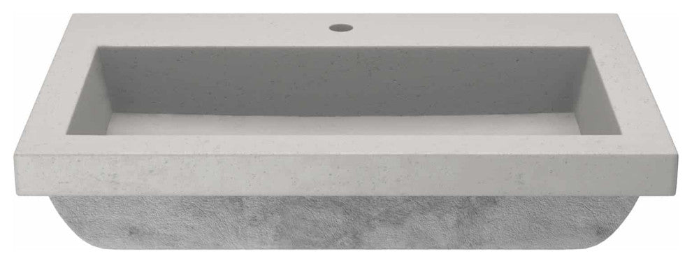 Trough 3019 Concrete Bathroom Sink, Ash, Single Faucet Hole