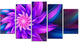 Huge Purple Fractal Flower, Large Floral Canvas Art Print, 60"x32", 5 Panels