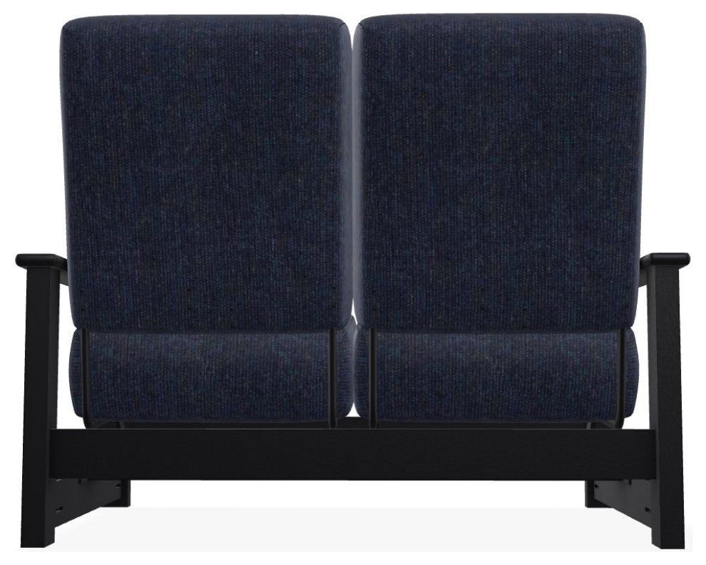 Leeward Deep Seat Outdoor Loveseat with Hidden Motion, Indigo/Black