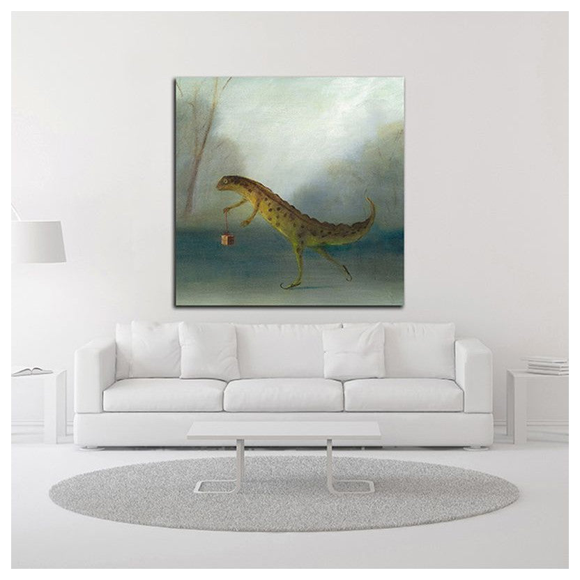 "The Yuletide Newt" by DD McInnes, Print on Canvas, 14"x14"