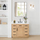 Gavino Vanity With Grain White Composite Stone Top, Light Brown/Matte Black, 42", With Mirror