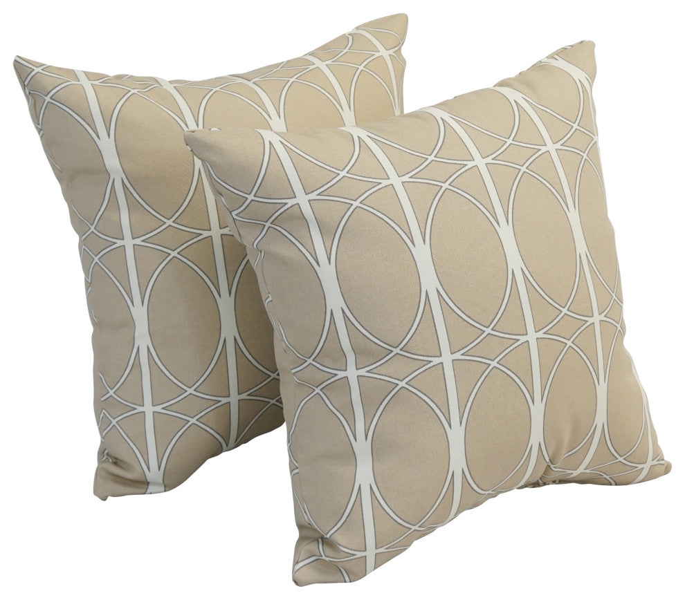 17" Square Polyester Outdoor Throw Pillows, Set of 4, Maxfield Sand