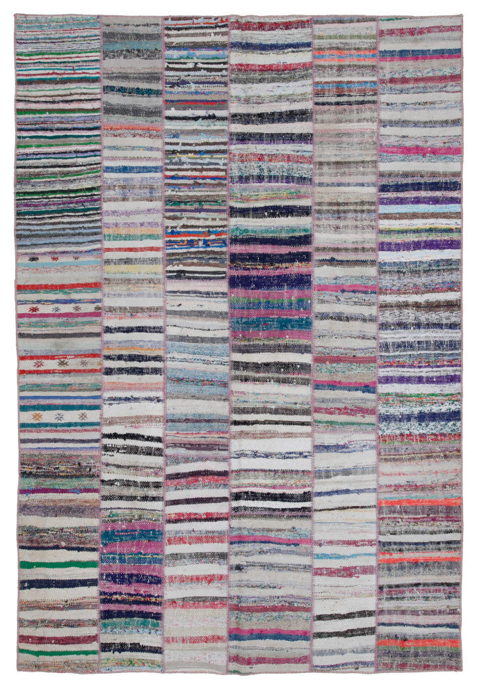 Rug N Carpet - Handmade Oriental 6' 7'' x 9' 9'' Unique Patchwork Kilim Rug