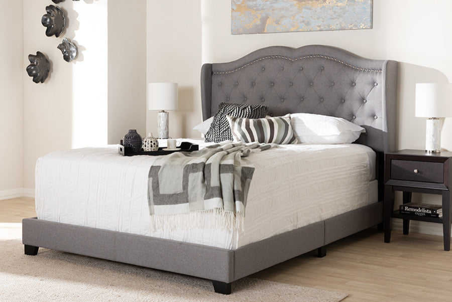 Aden Modern and Contemporary Grey Fabric Upholstered Full Size Bed