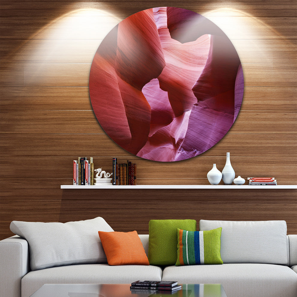 Play Of Light In Antelope Canyon, Landscape Photo Round Wall Art, 11"