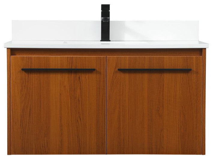 Elegant VF44536MTK-BS 36" Single Bathroom Vanity, Teak With Backsplash