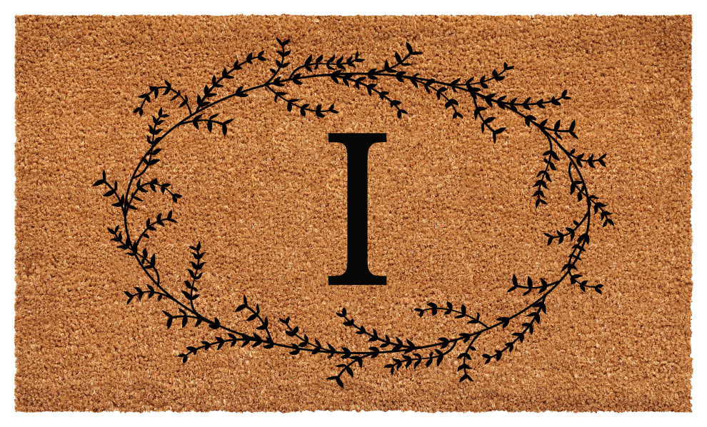 Calloway Mills Rustic Leaf Vine Monogrammed Doormat, 17"x29", Letter I