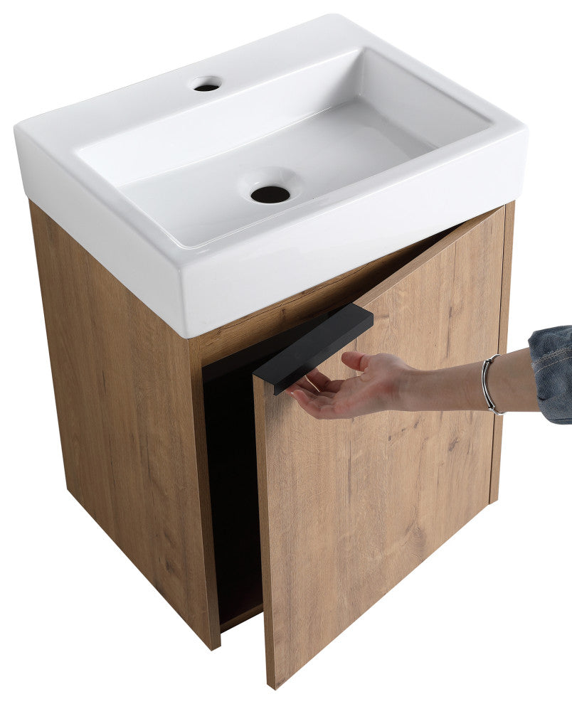 Wall-Mounted Bath Vanity, Ceramic Top and Basin