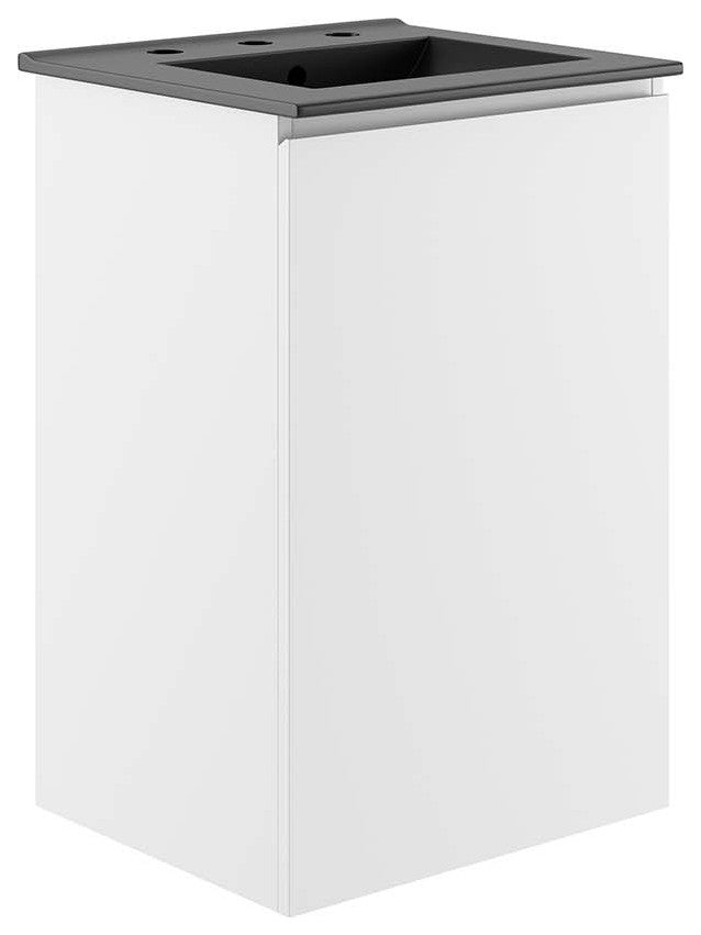 Bryn 18" Wall-Mount Bathroom Vanity, White Black