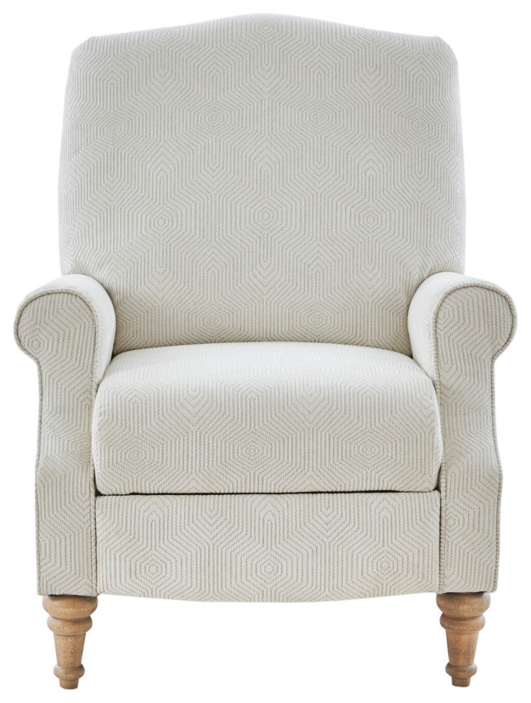 Madison Park Camel Oak Push Back Recliner, Patterned Ivory